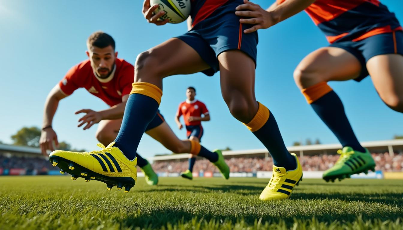 découvrez les dernières innovations technologiques des chaussures de rugby homme kakari d'adidas. alliant performance, confort et design moderne, ces chaussures sont conçues pour optimiser votre jeu sur le terrain. suivez les tendances et améliorez votre performance avec les équipements de pointe d'adidas.