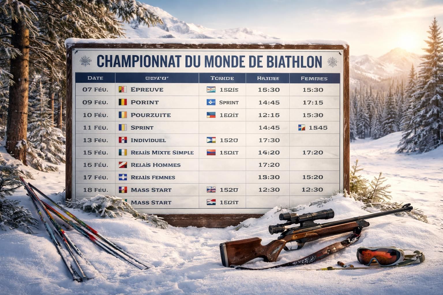 découvrez le calendrier complet du championnat du monde de biathlon et suivez toutes les courses incontournables avec nos guides détaillés.