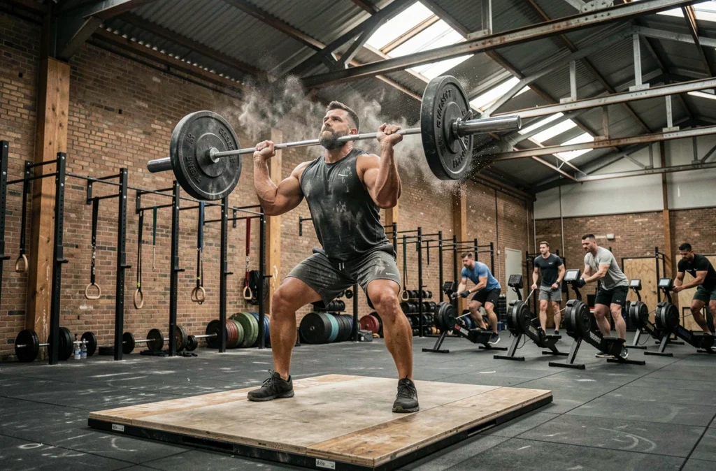 Athlète effectuant un soulevé de terre olympique lors d'un entraînement CrossFit à la box CrossFit Vauban de Lille