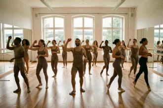 Cours de danse collectif dans un studio lumineux de la région Centre-Val de Loire