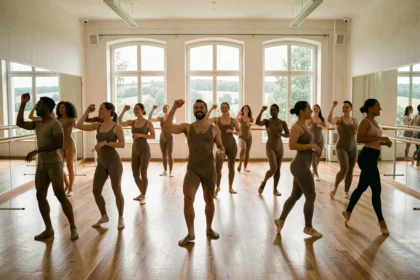 Cours de danse collectif dans un studio lumineux de la région Centre-Val de Loire